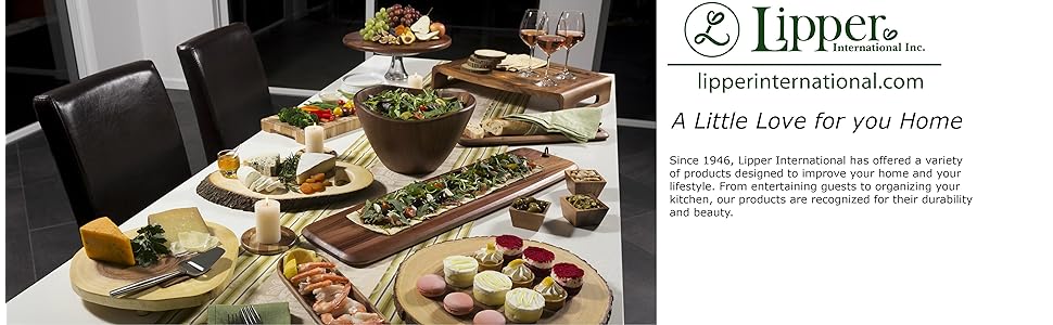 Lipper International Bamboo Wood Two-Tone Kitchen Cutting and Serving Board, Small, 8" x 6" x 5/16", Set of 2