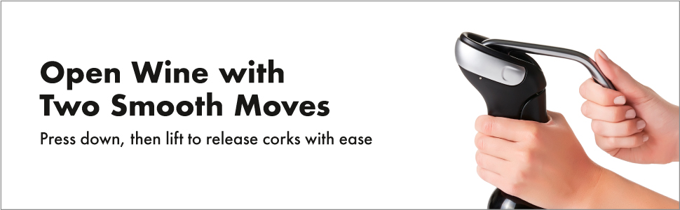 OXO Steel Vertical Lever Corkscrew with Removable Foil Cutter