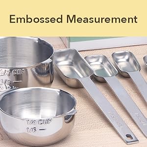 Simply Gourmet Measuring Cups and Spoons Set of 12 – 18/10 Stainless Steel Kitchen Gadgets – Stackable Design with Long Handle Spoons – Fits in Jars – Cooking & Baking Measuring Set for Dry & Liquid
