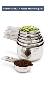 Simply Gourmet Measuring Cups and Spoons Set of 12 – 18/10 Stainless Steel Kitchen Gadgets – Stackable Design with Long Handle Spoons – Fits in Jars – Cooking & Baking Measuring Set for Dry & Liquid