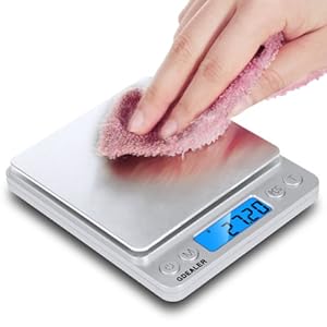 GDEALER Food Scale, 0.001oz/0.01g Precise Digital Kitchen Scale Gram Scales Weight Food Coffee Scale Digital Scales for Cooking Baking Stainless Steel Back-lit LCD Display Pocket Small Scale, Silver