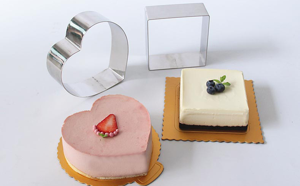 Uncle Jack Professional Stainless Steel Round Food Tower Presentation Cooking Rings with Food Press