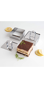 Uncle Jack Professional Stainless Steel Round Food Tower Presentation Cooking Rings with Food Press