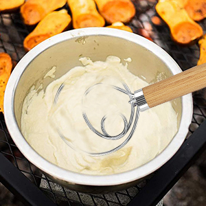 Acerich 2 Pack Danish Dough Whisk 13.5” Dough Whisk Stainless Steel Dutch Style Bread Whisk Wooden Handle Danish Whisk for Bread, Batter, Cake, Pastry