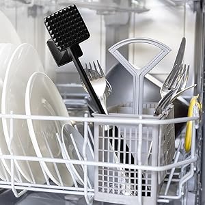 Checkered Chef Meat Tenderizer Tool - Dishwasher Safe Metal Kitchen Mallet for Tenderizing Chicken, Beef, Pork & Nuts with Non-Slip Grip