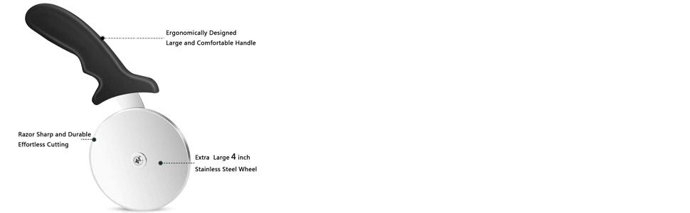 Pizza Cutter Wheel, Stainless Steel Slicer, 9.33-Inch Super heavy 173g, Sharp funny Classic Cutters, Kitchen Gadget with finger guard protects, For Pizza Lovers for easy dishwasher cleaning