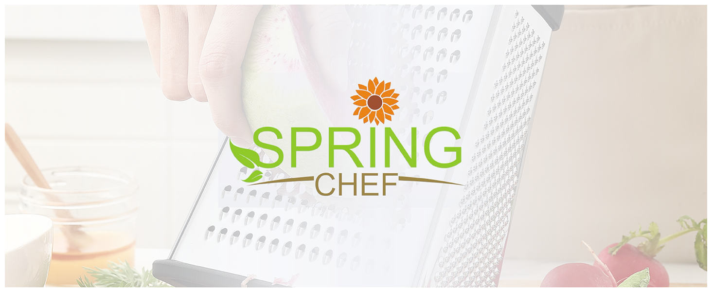 Spring Chef Professional Cheese Grater - Stainless Steel, XL Size, 4 Sides - Perfect Box Grater for Parmesan Cheese, Vegetables, Ginger - Dishwasher Safe - Black