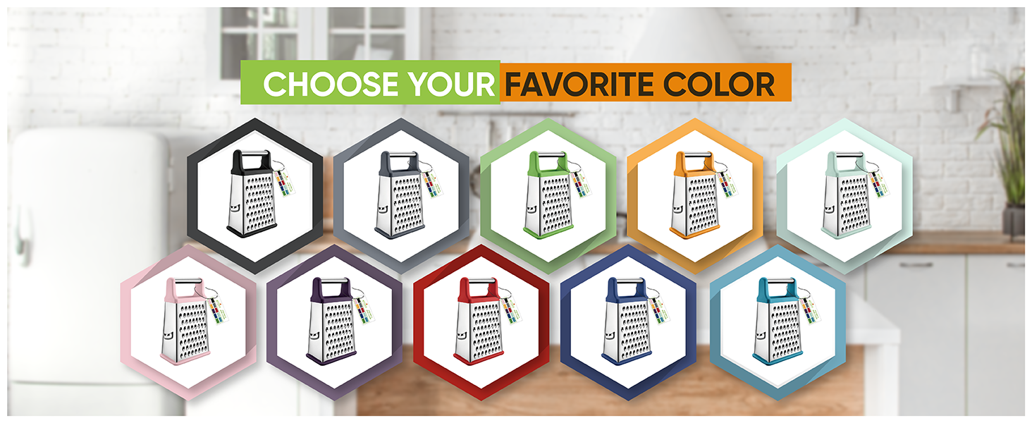 Spring Chef Professional Cheese Grater - Stainless Steel, XL Size, 4 Sides - Perfect Box Grater for Parmesan Cheese, Vegetables, Ginger - Dishwasher Safe - Black