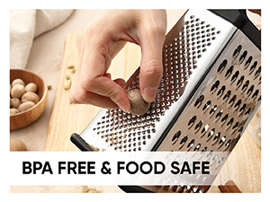 Spring Chef Professional Cheese Grater - Stainless Steel, XL Size, 4 Sides - Perfect Box Grater for Parmesan Cheese, Vegetables, Ginger - Dishwasher Safe - Black