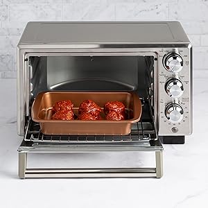 Ecolution Non-Stick Toaster Oven Bakeware Set 4-Piece, Carbon Steel, Easy to Clean and Perfect for Single Servings, Gray