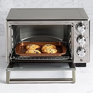 Ecolution Non-Stick Toaster Oven Bakeware Set 4-Piece, Carbon Steel, Easy to Clean and Perfect for Single Servings, Gray