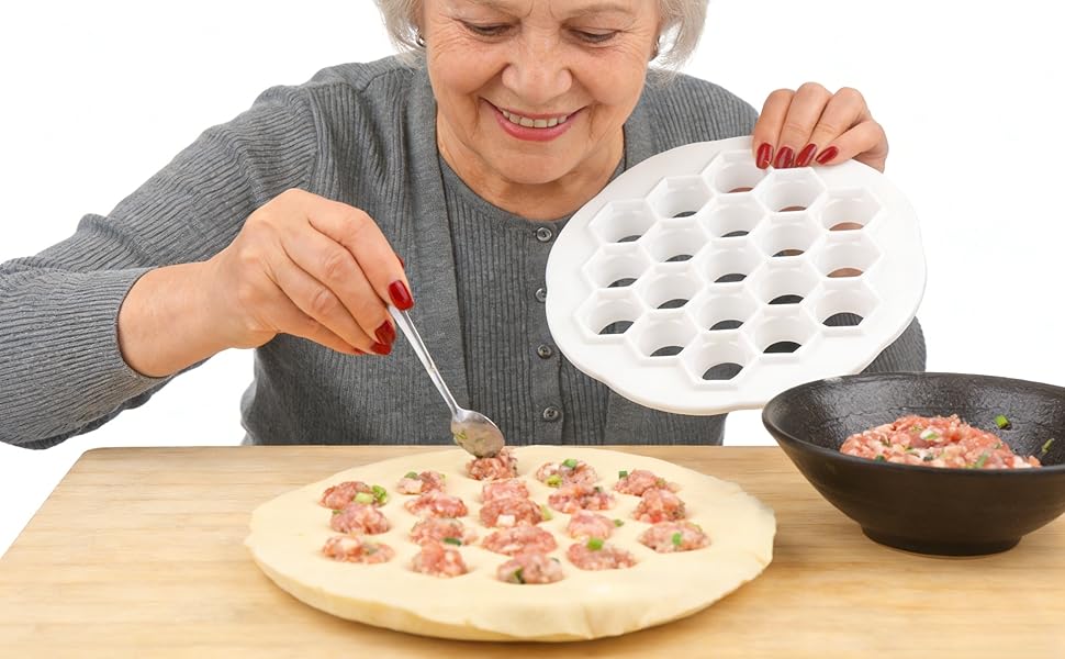 Dumpling & Ravioli Maker Mold - Create 19 Perfect Bite-Size Dumplings at Once, Dishwasher Safe ABS