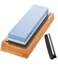 Sharp Pebble Premium Whetstone Knife Sharpening System – 1000/6000 Grit Whetstone Knife Sharpener & Honing Kit with Angle Guide & Non-Slip Bamboo Base – Guided Beginner Instructions