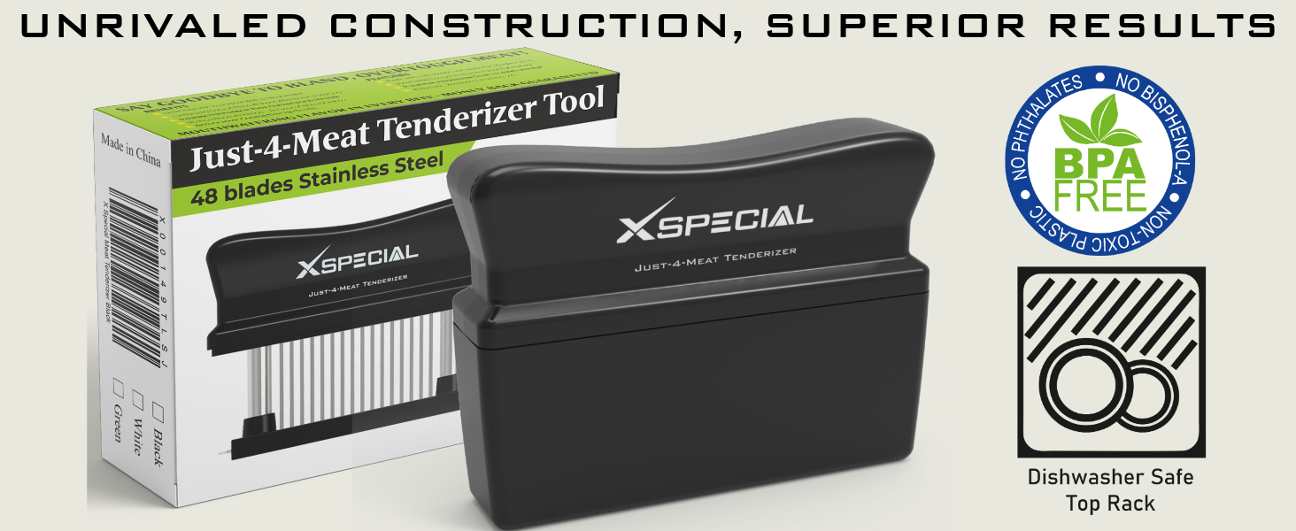 Meat Tenderizer Tool 48 Blades Stainless Steel - Kitchen Cooking Gadgets Tools with Ultra Sharp Needle That Makes Steak & Chicken Tender - No More Hammer, Meat Pounder Or Mallet