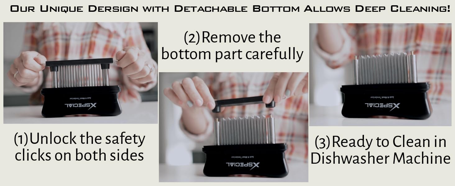 Meat Tenderizer Tool 48 Blades Stainless Steel - Kitchen Cooking Gadgets Tools with Ultra Sharp Needle That Makes Steak & Chicken Tender - No More Hammer, Meat Pounder Or Mallet