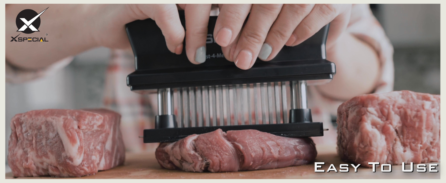 Meat Tenderizer Tool 48 Blades Stainless Steel - Kitchen Cooking Gadgets Tools with Ultra Sharp Needle That Makes Steak & Chicken Tender - No More Hammer, Meat Pounder Or Mallet