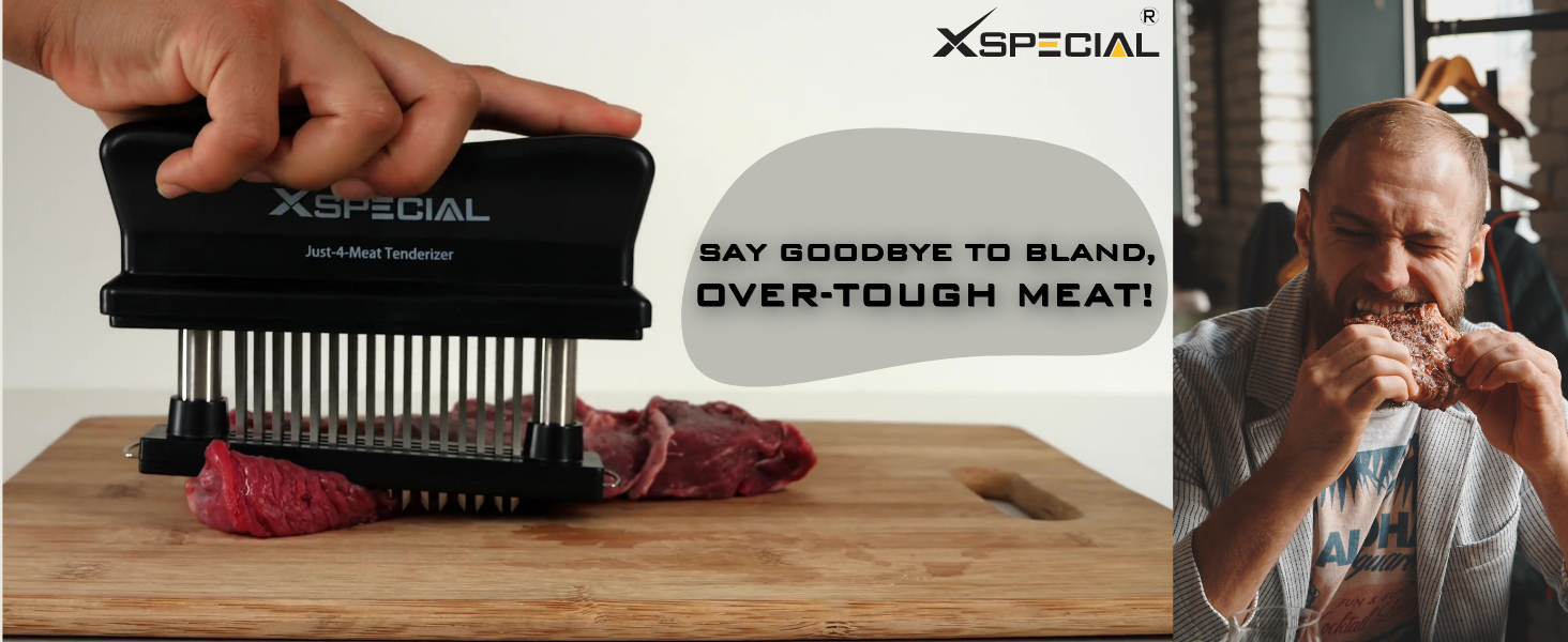 Meat Tenderizer Tool 48 Blades Stainless Steel - Kitchen Cooking Gadgets Tools with Ultra Sharp Needle That Makes Steak & Chicken Tender - No More Hammer, Meat Pounder Or Mallet