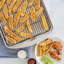 Nordic Ware Oven Crisp Baking Tray 2pc Set Includes Pan and Rack; Natural Aluminum For Air Frying, Crisping, Broiling, Baking; Cooking Surface 17 x 12 Inches