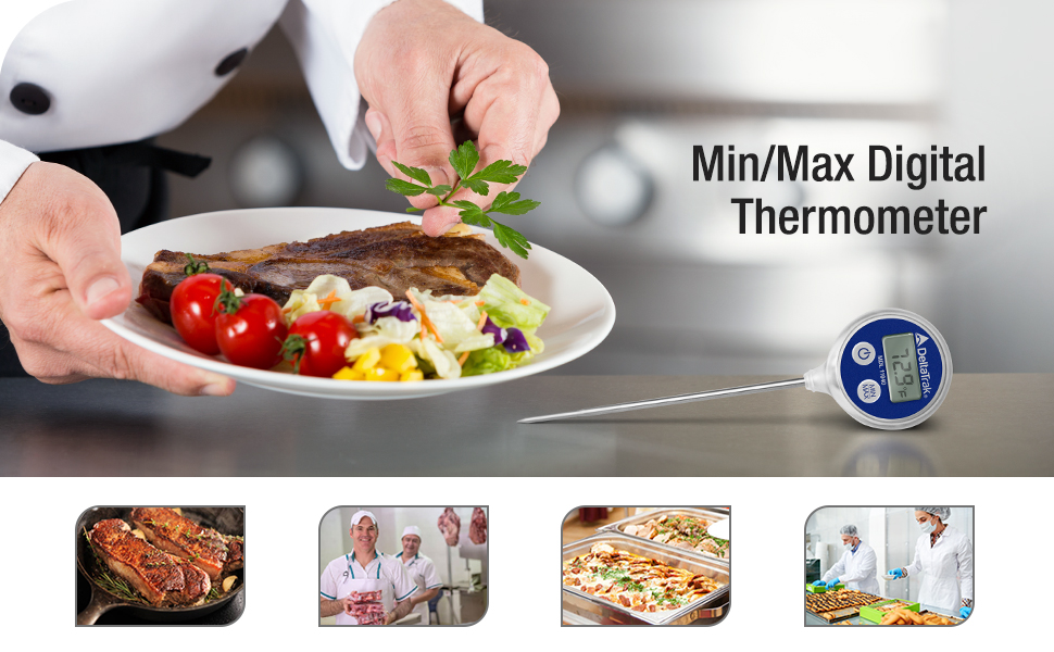 DeltaTrak 11040 Professional Digital Meat Themometer Waterproof for Kitchen, Food Cooking, Grill, BBQ, Smoker, Candy, Coffee, Blue