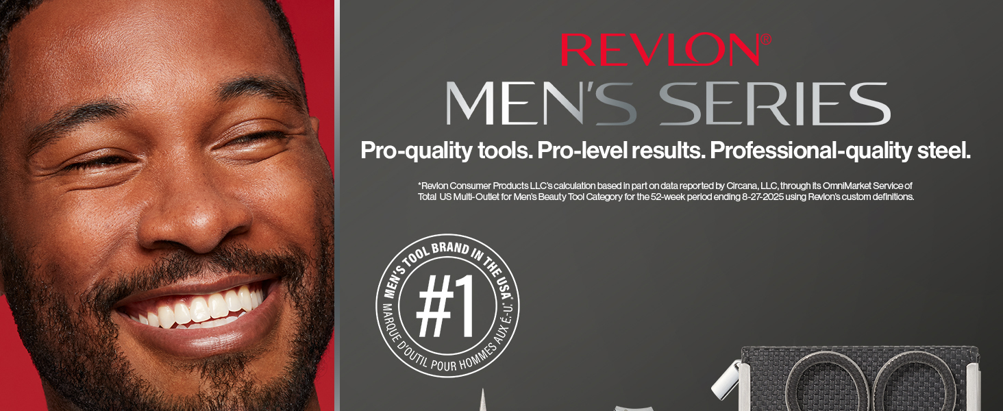 Revlon Men's Grooming Kit, 5-Piece Travel Essentials Set, Includes Nail Clippers, Scissors, File, Tweezers and Carrying Case, Stainless Steel, 1 count