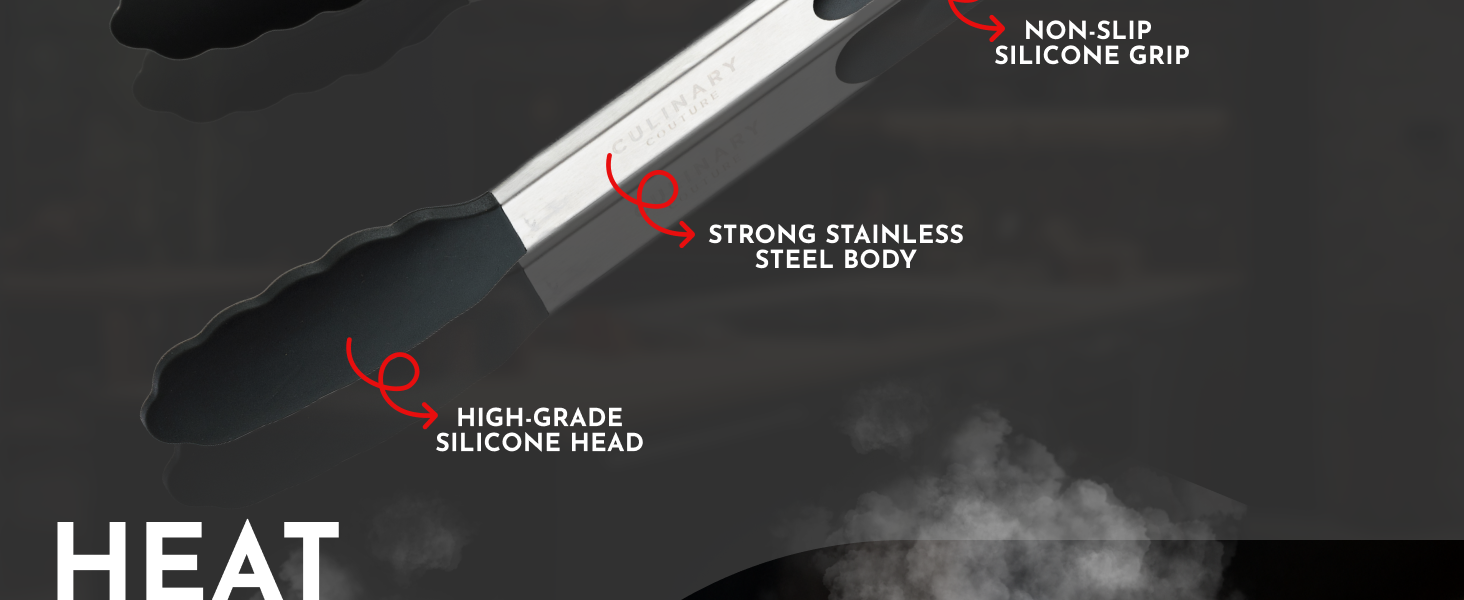 Kitchen Tongs with Silicone Tips Set of 3 Heat Resistant Tongs for Serving Food, 7-Inch, 9-Inch, 12-Inch Locking Silicone Tongs for Cooking, Salad Tong, Black Kitchen Utensils