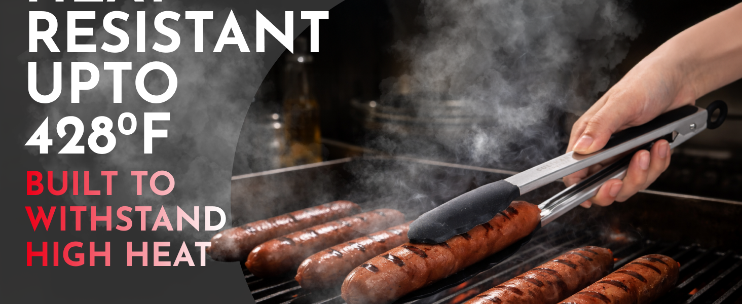 Kitchen Tongs with Silicone Tips Set of 3 Heat Resistant Tongs for Serving Food, 7-Inch, 9-Inch, 12-Inch Locking Silicone Tongs for Cooking, Salad Tong, Black Kitchen Utensils