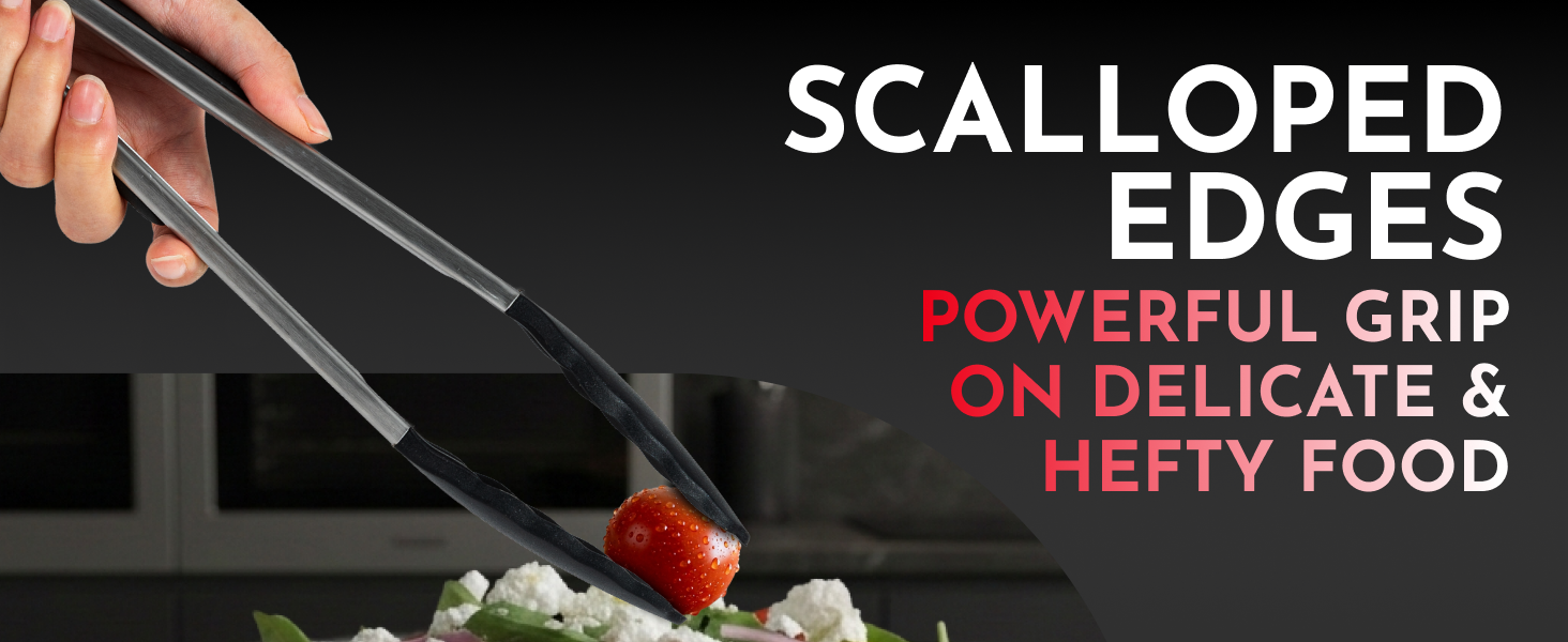 Kitchen Tongs with Silicone Tips Set of 3 Heat Resistant Tongs for Serving Food, 7-Inch, 9-Inch, 12-Inch Locking Silicone Tongs for Cooking, Salad Tong, Black Kitchen Utensils