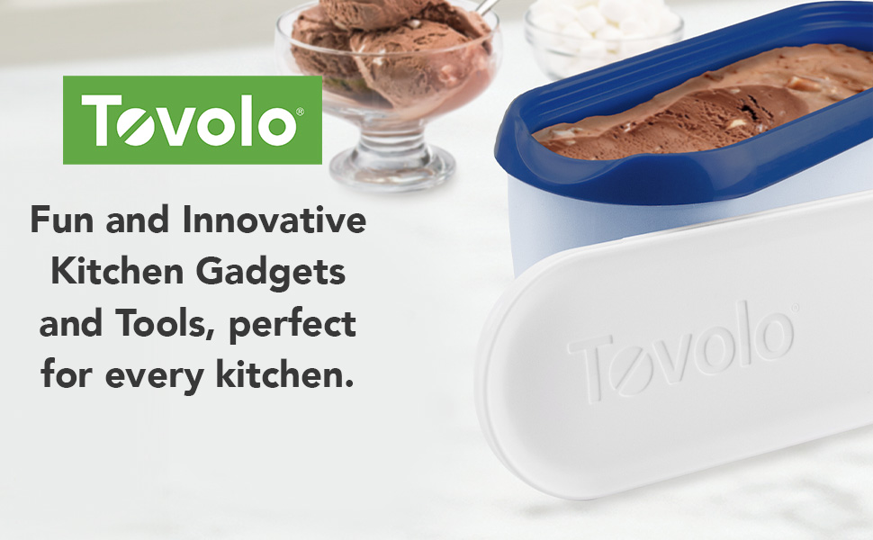 Tovolo Half Gallon Ice Cream Container for Home Made Ice Cream Glide A Scoop Ice Cream Tub for Reusable Frozen Treats, 2.5 Quart BPA Free Insulated Freezer Safe Container with Lid, White