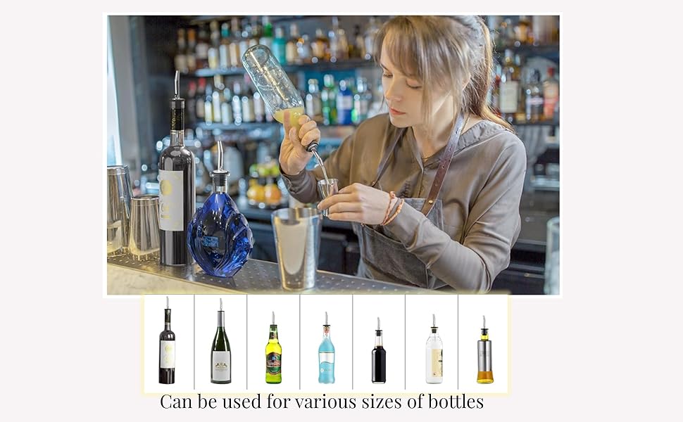 7-Piece Stainless Steel Flip Top Oil Pour Spouts with Funnel - Leakproof Speed Pourer Nozzles for 3/4