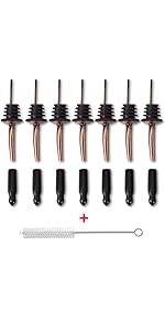 7-Piece Stainless Steel Flip Top Oil Pour Spouts with Funnel - Leakproof Speed Pourer Nozzles for 3/4