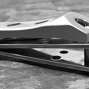 Kohm Curved Blade Edge Nail Clipper with Nail File (Swing Out), SS Wide Jaw Toenail Clippers for Thick Nails, Large Nail Clippers for Men, Seniors, Women