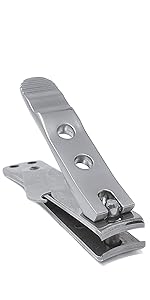 Kohm Curved Blade Edge Nail Clipper with Nail File (Swing Out), SS Wide Jaw Toenail Clippers for Thick Nails, Large Nail Clippers for Men, Seniors, Women