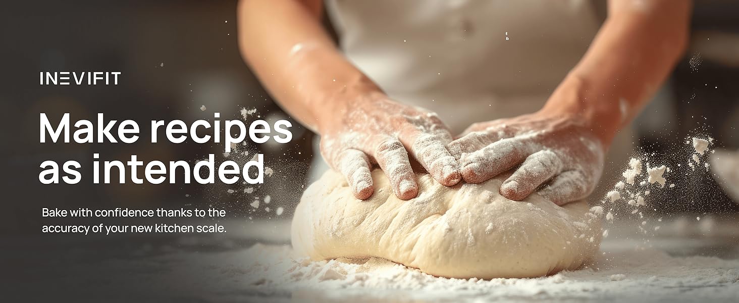 INEVIFIT Digital Kitchen Scale, Highly Accurate Multifunction Food Scale 13 lbs 6kgs Max, Clean Modern Black with Premium Stainless Steel Finish. Includes Batteries