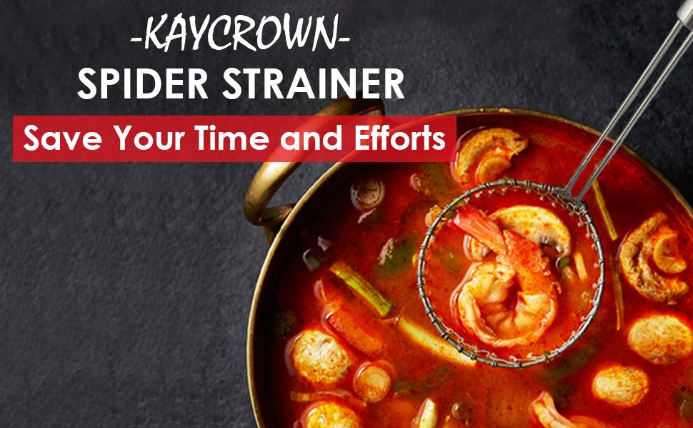 Best Utensils Asian Kitchen Stainless Steel Spider Strainer Professional Wire Skimmer with Spiral Mesh (7-Inch Strainer Basket)