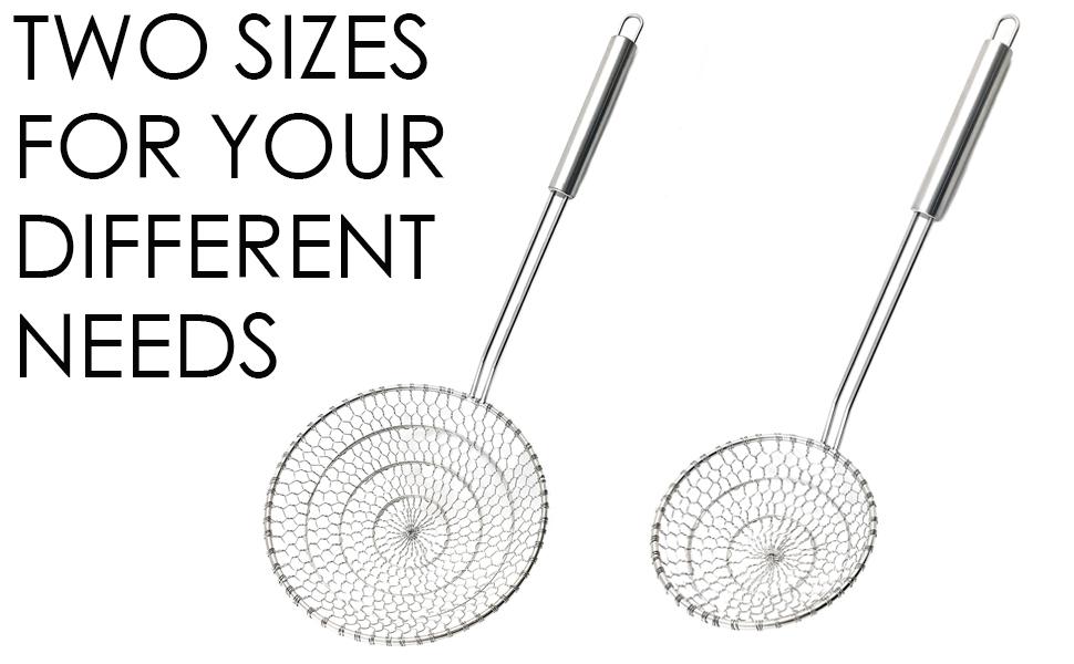 Best Utensils Asian Kitchen Stainless Steel Spider Strainer Professional Wire Skimmer with Spiral Mesh (7-Inch Strainer Basket)