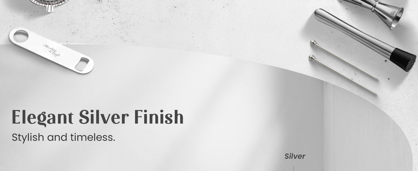 Mixology & Craft 16-Piece Stainless Steel Cocktail Shaker Set, 24 oz Cobbler Martini Shaker, Mixology Bartender Kit with Strainer, Travel Cocktail Kit in Gift-Ready Tube, Bartending Bar Kit Tools