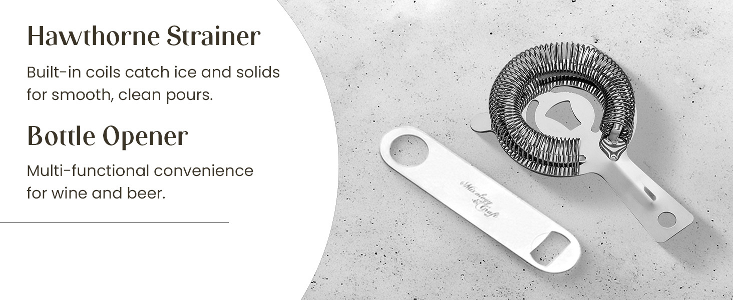 Mixology & Craft 16-Piece Stainless Steel Cocktail Shaker Set, 24 oz Cobbler Martini Shaker, Mixology Bartender Kit with Strainer, Travel Cocktail Kit in Gift-Ready Tube, Bartending Bar Kit Tools