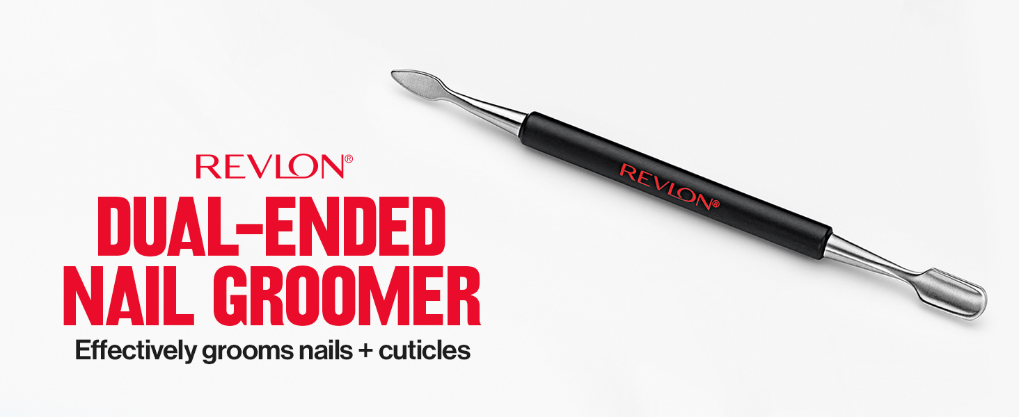 Revlon Expert Dual-Ended Nail Groomer, Stainless Steel Manicure Tool, Clean Under Fingernails and Lift Cuticles, 1 Count