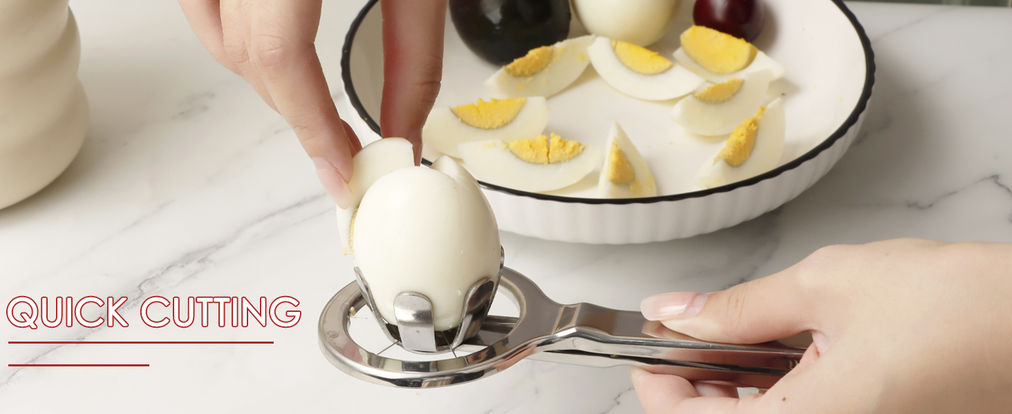 Best Utensils Stainless Steel Egg Slicer Wedger Cutter, Divides Hard Boiled Eggs Into 6 Equal Segments In One Action