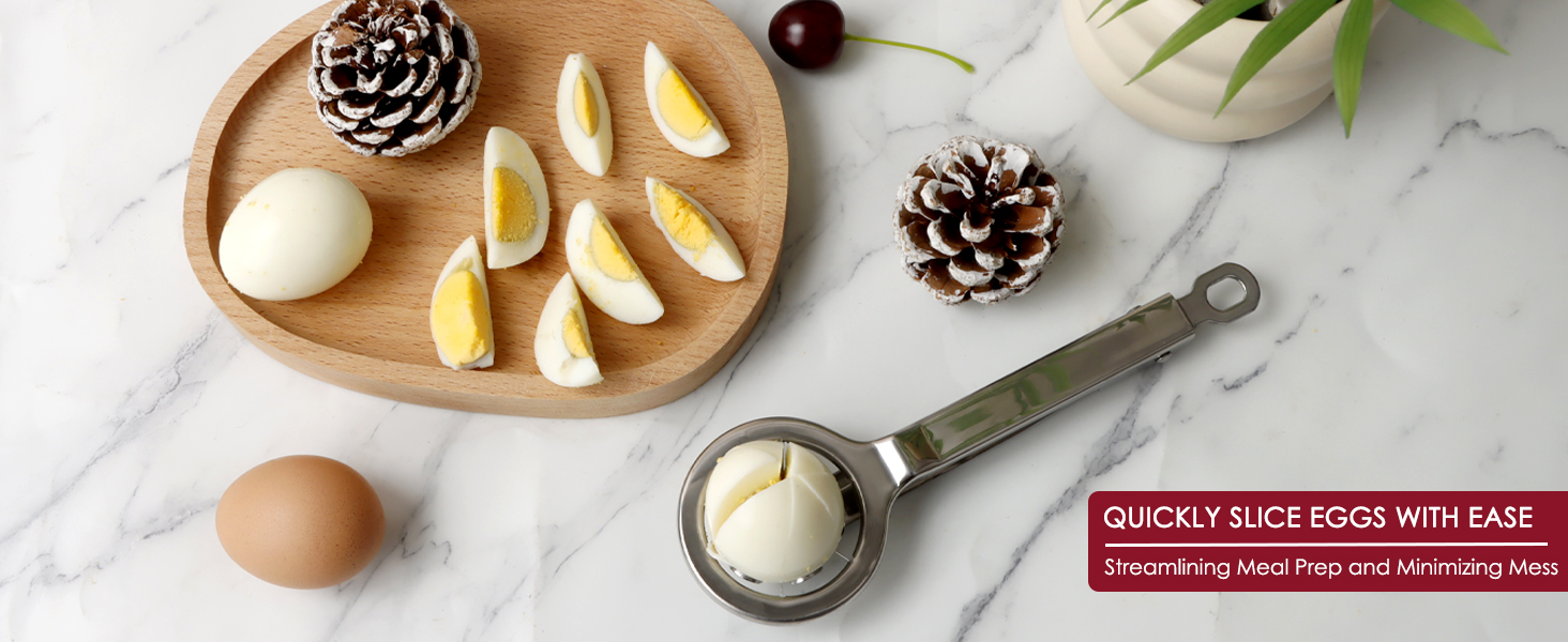 Best Utensils Stainless Steel Egg Slicer Wedger Cutter, Divides Hard Boiled Eggs Into 6 Equal Segments In One Action