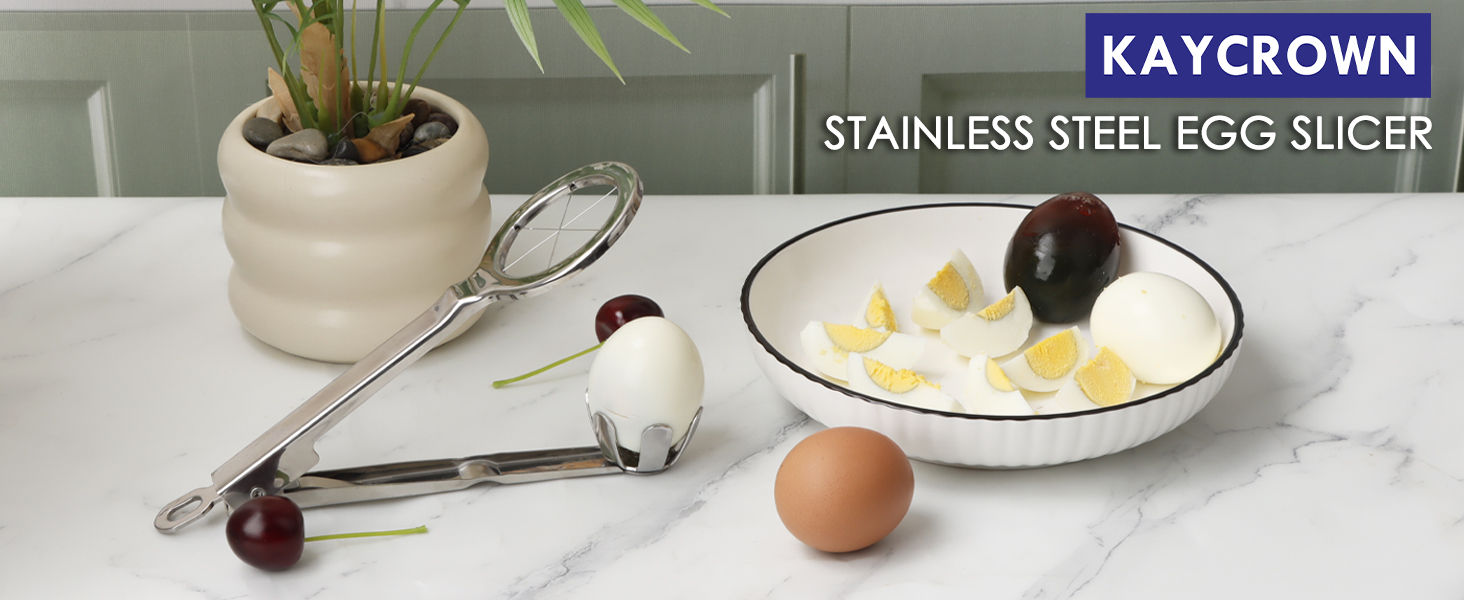 Best Utensils Stainless Steel Egg Slicer Wedger Cutter, Divides Hard Boiled Eggs Into 6 Equal Segments In One Action
