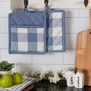 DII Buffalo Check Kitchen Collection, Classic Farmhouse Kitchen Set, Potholder, Black & White, 2 Piece