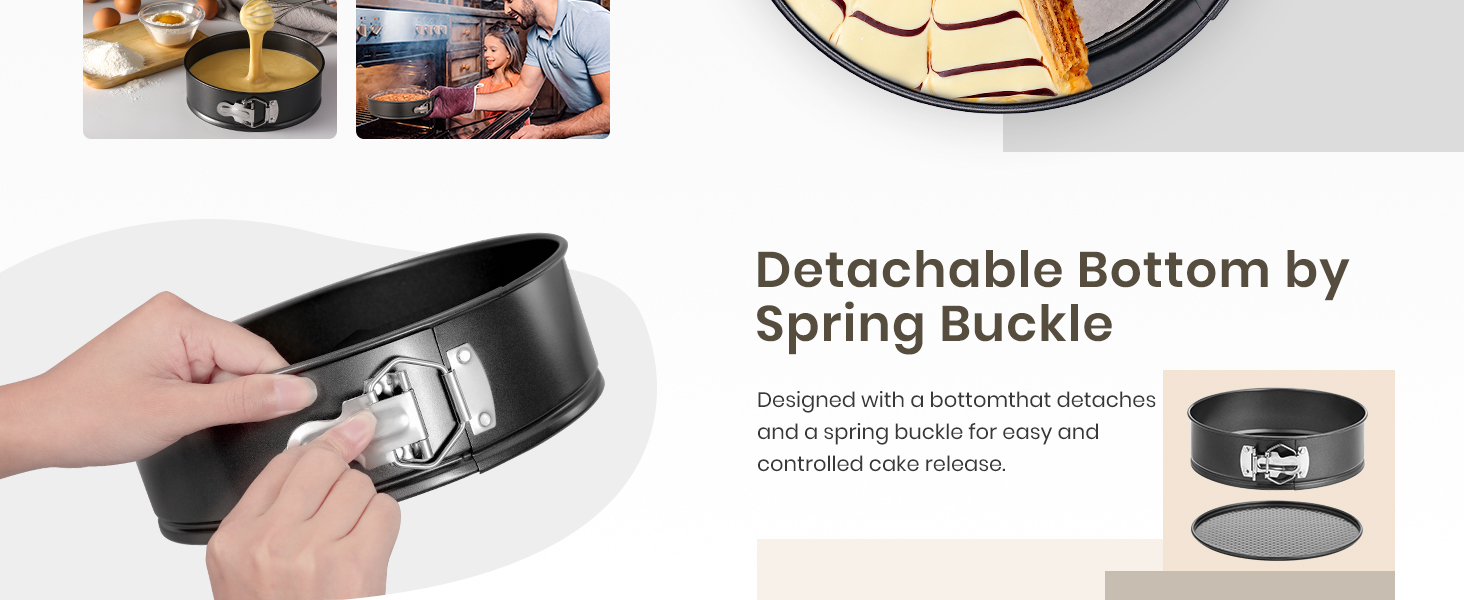 HIWARE 9 Inch Non-stick Cheesecake Pan Springform Pan with Removable Bottom/Leakproof - Black