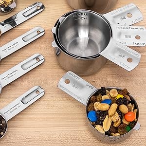 Hudson Essentials Stainless Steel Measuring Cups and Spoons Set - Stackable Set with Spout (11 Piece Set)