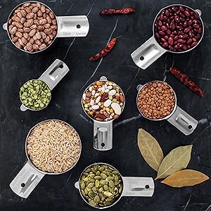 Hudson Essentials Stainless Steel Measuring Cups and Spoons Set - Stackable Set with Spout (11 Piece Set)