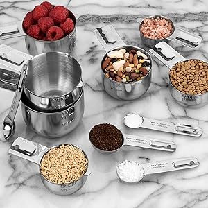 Hudson Essentials Stainless Steel Measuring Cups and Spoons Set - Stackable Set with Spout (11 Piece Set)