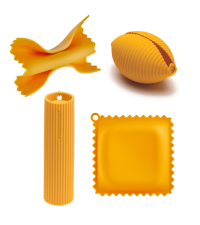 Fun Spaghetti-Shaped Plastic Spaghetti Spoon/Pasta Fork from a Series of Pasta-Inspired Kitchen Gadgets | Cool Pasta Spoon to Claw and Serve Pasta | Original Kitchen Accessories | by Monkey Business