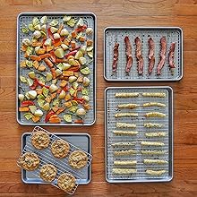 USA Pan Bakeware Half Sheet Baking Pan and Bakeable Nonstick and Cooling Rack Set, Metal