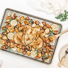 USA Pan Bakeware Half Sheet Baking Pan and Bakeable Nonstick and Cooling Rack Set, Metal