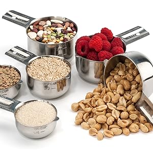 Hudson Essentials Stainless Steel Measuring Cups Set - Stackable Set with Spout